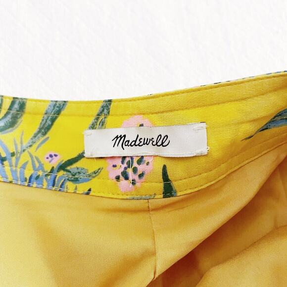 Madewell Silk Yellow Printed Flower Skirt A-Line XS - Picture 3 of 7